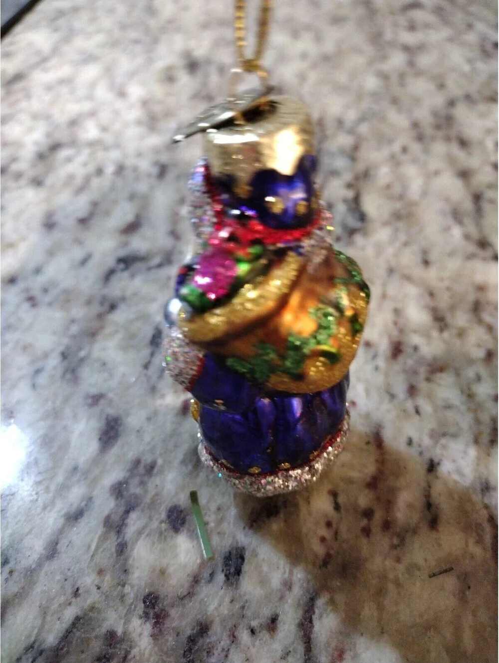 Vintage Santa w Gifts blown glass Christmas Ornament, 3.25